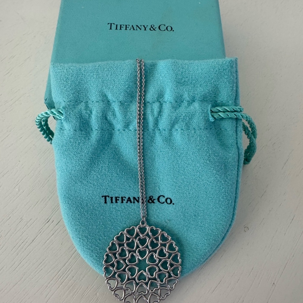 Tiffany & Co. Silver Heart Motif Necklace-Authentic